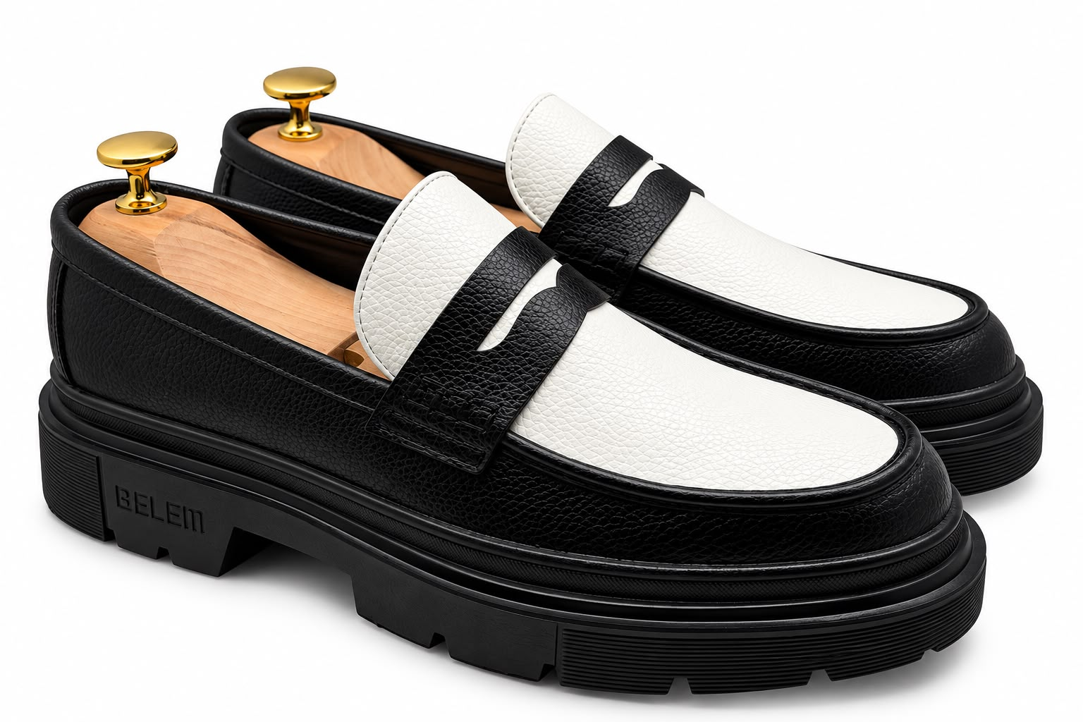 Belem 751-1 Shoe in Black & White Two-Tone Loafer